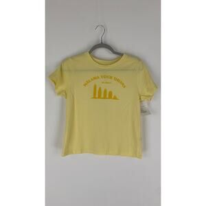 Local Motion Surf Ohana Pale Banana Womens Tee Shirt Size XS New Aloha Hawaii